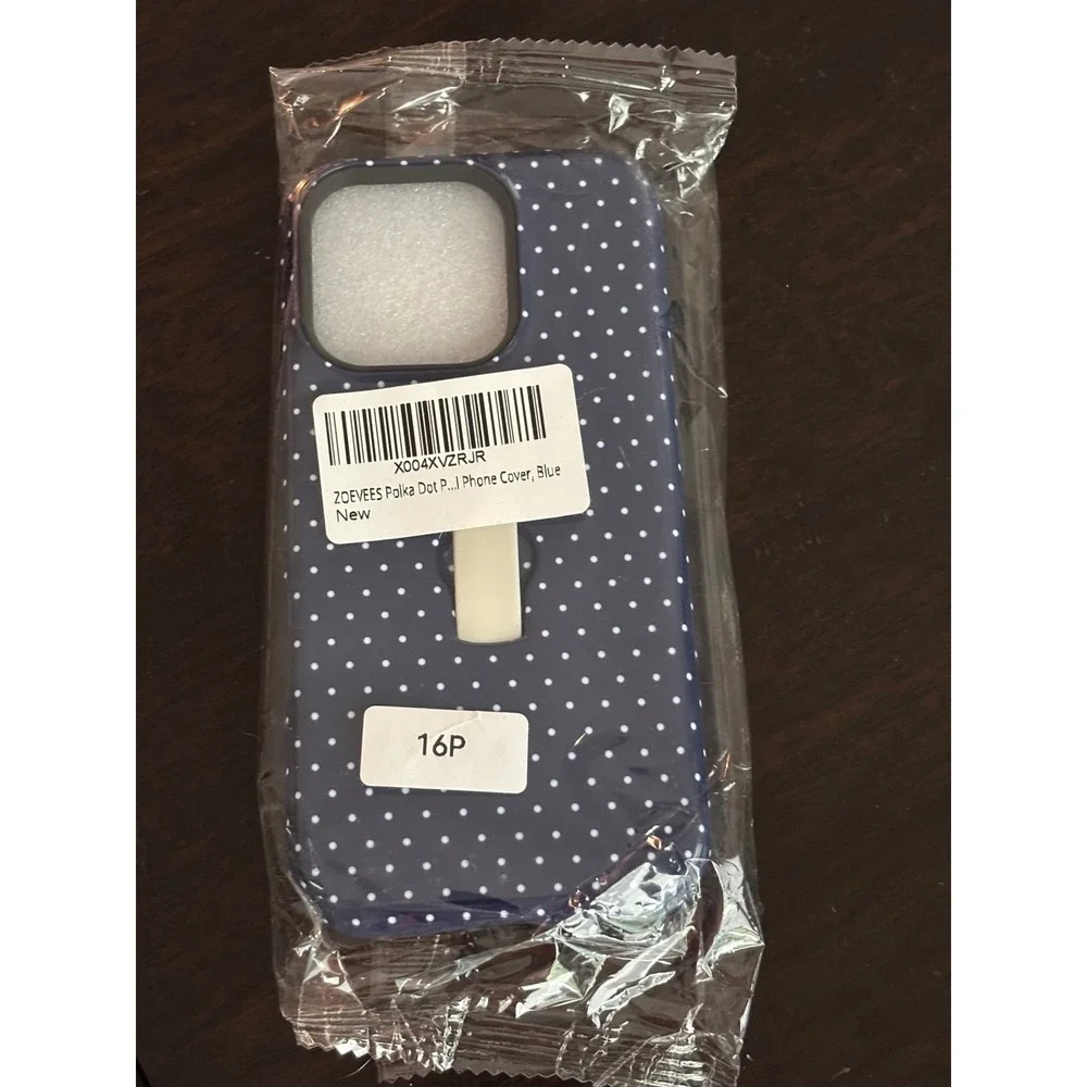 Zoevees iPhone 16 Pro Case Blue Polka Dot MagSafe Kickstand Phone Cover NEW